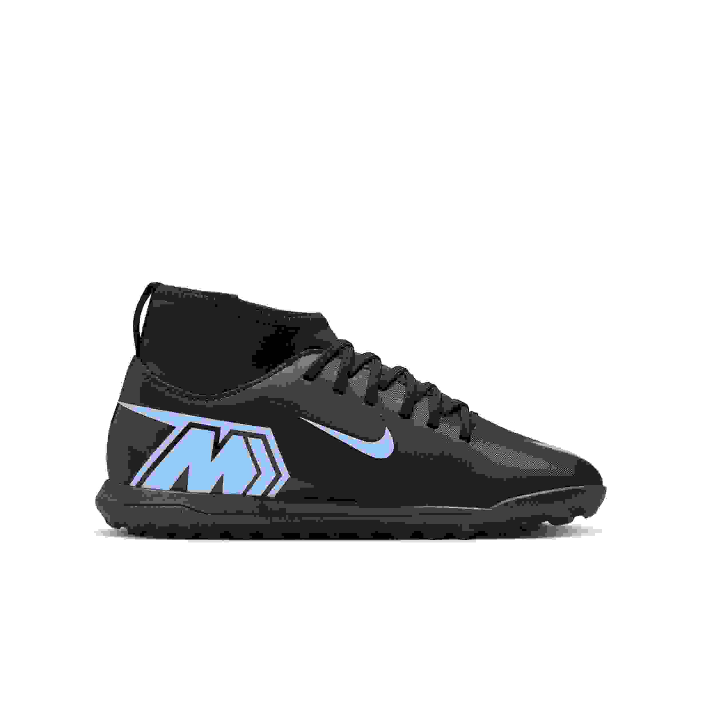 Nike Jr. Mercurial Superfly 10 Club Turf Grade School Kids' "Black/Black" Soccer Shoe